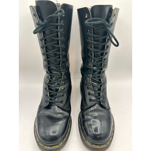 Vintage Dr Martens 1420 14 Eye black leather Combat boots England m 5 W 6 - Picture 2 of 12